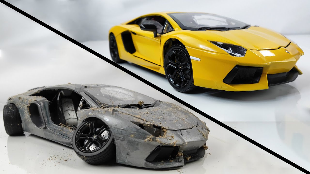 Restoration Damaged Old SuperCar Aventador Model Car